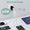 Miniatyrbild 2 av 6: USB C-laddare, 40 W USB multi-snabbladdare, flera USB-uttag USB-laddningskontakt-adapter, USB-laddare