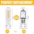 Pikkukuva 2 / 5: G9 LED-lamput, lämmin valkoinen, 3 W, 300 LM, 3000 K, korvaa 30 W G9 halogeenilampun, välkkymätön, ei himmennettävä, valaistuskoristeisiin, kruunu, 10 kpl