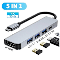 Miniatyrbillede 2 af 5: USB C HUB 4K 30Hz Type C til HDMI Kompatibel PD 87W USB Splitter USB Adapter Til Macbook Air Pro USB3.0 HUB TF SD Multi Converter LGL 5-IN-1