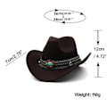 Pikkukuva 2 / 2: Trendikäs länsimainen cowboy-hattu huopa-lipalla ja kääntyvällä reunalla