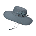Miniatyrbillede 2 af 5: Solhat Anti-UV UPF 50+ Udendørs Fiskehat Bredskygget Fiskeri (Grå)【ad】 F