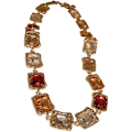 Miniatyrbillede 2 af 2: Retro luksuriøs diamantbesat firkantet choker halskæde high-end paladsstil temperament niche overdrevet kravebens halskæde