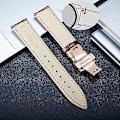 Miniatyrbild 2 av 4: Läder Klockarmband Ersättning Alligator Rem För Män Kvinnor Med Silver Butterfly Deployment Spänne Ljusbrun{ad} Light brown 14mm