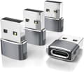 Miniatyrbillede 1 af 2: Elebase USB til USB C-adapter til iPhone 17 4-pak, USB-C hun til A han bilopladeradapter, Type C-konverter Apple 17e 16 Pro Max 15 14 Grå Gray