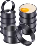 Miniatyrbillede 1 af 8: Bageforme - 12-delt kagering sæt - 8 cm kageringe - Non-stick ringforme - Runde bageforme i rustfrit stål, (8,5*2,5 cm) Sort