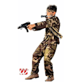 Miniatyrbillede 3 af 3: Specialstyrke special militærkostume 5/7 år gammel - WIDMANN - Sweatshirt, bukser, bælte og bandanas - Dreng Kamouflage grön