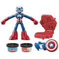 Miniatyrbild 2 av 6: Play-Doh Captain America, set med stämpelsköld, flexibel figur, tillbehör och modellera, från 4 år, Marvel Flerfärgad