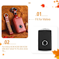 Miniatyrbild 2 av 4: Volvo smart nyckelväska i äkta läder hängsmycke Röd one size