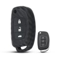 Miniatyrbild 2 av 5: Silicone Carbon 3-knapps bilnyckelfodral till Hyundai Black 3 Buttons