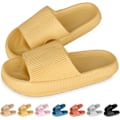 Miniatyrbillede 1 af 6: Tykk Platform Cloud Dame Slippers Sort Gul gul 36-37