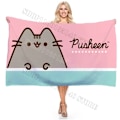 Miniatyrbild 2 av 7: Söt Pusheen Katt Badrock Barn Vuxen Badhanddukar Tecknad Vinter Varm Badrum Badhanddukar Anime Tryck Badrock Badhandduk-3 Bath Towel-3 140x70cm