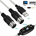 Miniatyrbillede 1 af 5: USB IN-OUT MIDI Kabel Konverter PC til Musik Keyboard Adapter Co Sort One Size