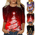 Miniatyrbillede 2 af 3: Jul Jule Kvinder Pullover Toppe Fest Sweater Sweater Toppe C