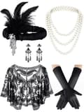 1920-talls Flapper Tilbehør Gatsby Kostyme Tilbehørssett Set 3