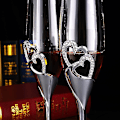 Miniatyrbild 3 av 5: 2 st 200 ml Bröllops Champagneglas Set Hjärtan Silver Toasting Flöjt Vinglas Bägare Party Älskare Jubileum Alla Hjärtans Dag Present