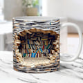 Miniatyrbillede 6 af 6: 3D Bogreol Krus - Kreativt Rumdesign til Bogelskere - Multifunktionelt Keramisk Krus (11oz, Farve: A)