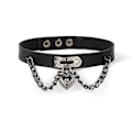Miniatyrbillede 1 af 5: Kvinder Piger Gotisk Punk Choker Hjerte Vedhæng Kunstlæder Halskæde Spænde Kravebenskæde