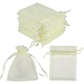 Miniatyrbillede 1 af 5: 100 beige organza smykkeposer med snøre, mini poser til slik, små gaver, smykker og øreringe