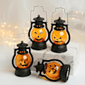 Miniatyrbillede 3 af 4: Halloween Græskar LED Lys Lampe Håndholdt Petroleum Pony Lanterne Fest Hjemmeindretning C