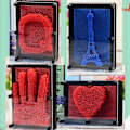 Miniatyrbillede 4 af 4: 3D Pin Art Skulptur Klassisk Vintage Legetøj Klone Model Kreativitetsuddannelseslegetøj Red
