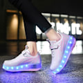Miniatyrbillede 3 af 6: LED USB Genopladelige Rullesko til Børn med Enkelt Hjul hvid og pink hvid og pink white and pink 34