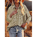 Miniatyrbillede 5 af 5: Dame Fløjlsbluse Langærmet Skjorte Oversized Jakke Toppe Løs Revers Bluse Efterårsudvalg Khaki L
