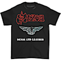 Miniatyrbillede 2 af 4: Saxon Herre Denim og Læder T-Shirt Sort