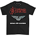 Miniatyrbillede 1 af 4: Saxon Herre Denim og Læder T-Shirt Sort