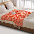 Miniatyrbilde 5 av 5: Koseteppe, sengeteppe, sofa, ullteppe, teppe, pledd, sofateppe, fluffy sofateppe, merinoteppe, fluffy varmt teppe oransje