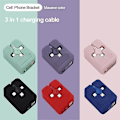 Miniatyrbillede 3 af 4: -4 I 1 Udtrækkelig USB-opladerdatakabel med telefonholder Type C Micro Usb Lightning-kabel Bærbar red