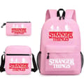 Stranger Things Rygsæk 3-delt sæt Studerende Skoletaske Lærredstaske y Pink