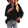 Miniatyrbillede 1 af 5: Dame Fløjlsbluse Langærmet Skjorte Oversized Jakke Toppe Løs Revers Bluse Efterårsudvalg Black S