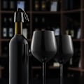 Miniatyrbilde 4 av 5: Svart vinglass sett med 4, 550 ml uknuselig svart beger, vinglass i rustfritt stål, unikt og bærbart metallvinglass
