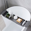 Miniatyrbillede 5 af 8: Badekarhylde Udtrækkelig Badeværelse Badekarbakke Bruserhylde Sort 55*17.5*6.3cm white