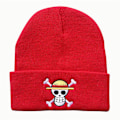 Miniatyrbilde 3 av 3: One Piece Anime Tema Pirat Monkey D. Luffy Mønster Beanie Hatt for Menn Kvinner Unisex Vinter Varmt Mansjetthette Myk Stretch Strikket Beanies Gray
