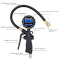 Miniatyrbild 3 av 6: Digital däckpump med däcktrycksmätare, LCD-display, lufttrycksmätare, tryckluft, hög precision