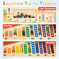 Miniatyrbilde 3 av 7: Montessori-leketøy for 3-6 år, Magnetisk labyrintspill for å lære farger og tall, Magnetisk bylabyrint, Treleketøy, Reisespill for barn Stad