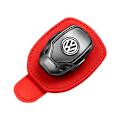 Miniatyrbild 1 av 6: Passar VW bil solglasögonhållare, läder glasögonhållare för bil solskydd Red