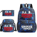 Stranger Things Rygsæk 3-delt sæt Studerende Skoletaske Lærredstaske y Blue Pattern