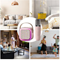 Miniatyrbild 4 av 6: Trådlös Karaoke-maskin, liten högtalare med mikrofon för hem och utomhusbruk Pink simple wheat