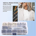 Miniatyrbild 4 av 5: 100 Set Läder Tryckknappar Kit, 12.5mm Metall Knapp Tryckknappar, 4 Färg Läder Tryckknappar Fo