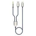 Miniatyrbillede 1 af 5: 2-i-1 Type-c Bil Audio Kabel 1 Split 2 Type C Til Usb A 3.5mm Aux Ledningslinje