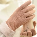 Miniatyrbild 2 av 6: Nya Modehandskar Höst Vinter Söta Fluffiga Varma Vantar Fullfinger Vantar Kvinnor Utomhus Sport Damhandskar Skärm Brown One Size