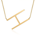 Miniatyrbild 1 av 3: Sidledes Block Initial Hängsmycke Halsband för Kvinnor ---H