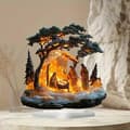 Julkrubbor 7-tums LED-lampor Inomhus Bordskrubba Julkrubba Julby Ornament Universal sizing