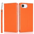 Kompatibel til iPhone 16e Wallet Case Ægte Ko Læder Telefon Cover Litchi Tekstur Orange