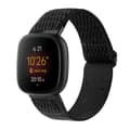 För Fitbit Versa 4 / Sense 2 Universal Wave Nylon Klockarmband Black