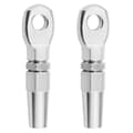 2 stk. Marine Grade 316 Rustfrit Stål Swageless Øjeterminal Wire Kabel Reb Gør-det-selv Montering Rigning Har silver
