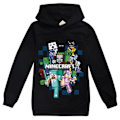 Miniatyrbillede 1 af 3: Børne Minecraft Jumper Hoodie Sweatshirt Langærmet Trøje Sort Sort black 150 cm