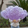Miniatyrbillede 1 af 5: Læder pink strudsefjer vifte til håndfoldning fjer vifte performance danse vifter fest scene karneval show rekvisitter 60/100CM Lys Lilla Light Purple 2pcs